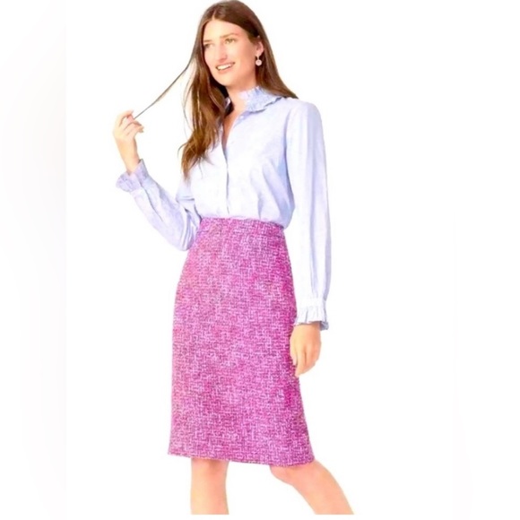 J. Crew Dresses & Skirts - J.CREW Autumn Tweed No 2 Pencil Straight Skirt Pink Blue White Made in Italy